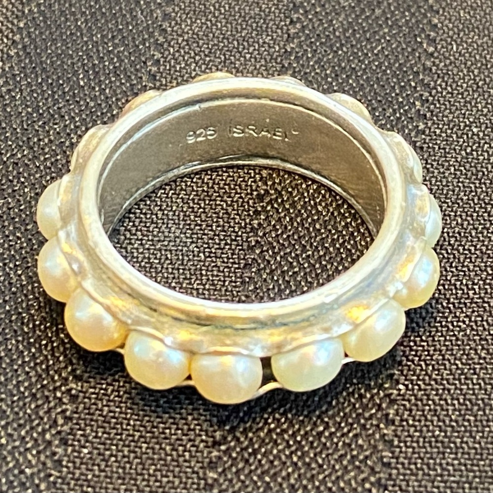 Silpada nested pearl sterling silver ring - size 7